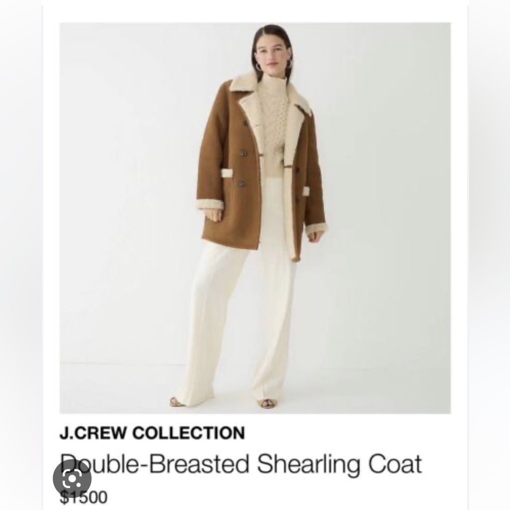 J Crew Collection Double-Breasted Shearling Coat Item Bm545